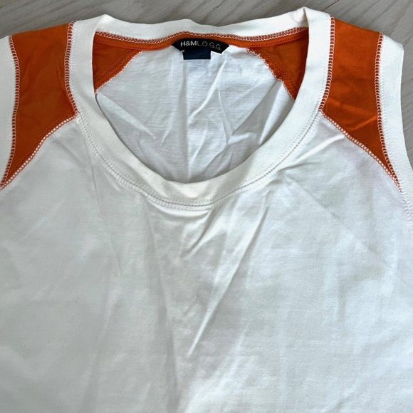 H&M L.O.G.G Cotton Tank Top Off White / Orange ( L ) - Picture 2 of 2